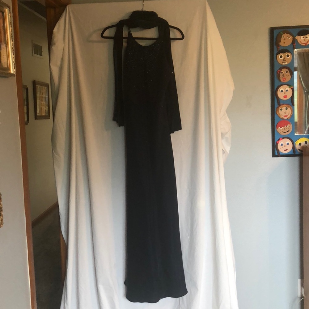 Navy blue, floor length formal